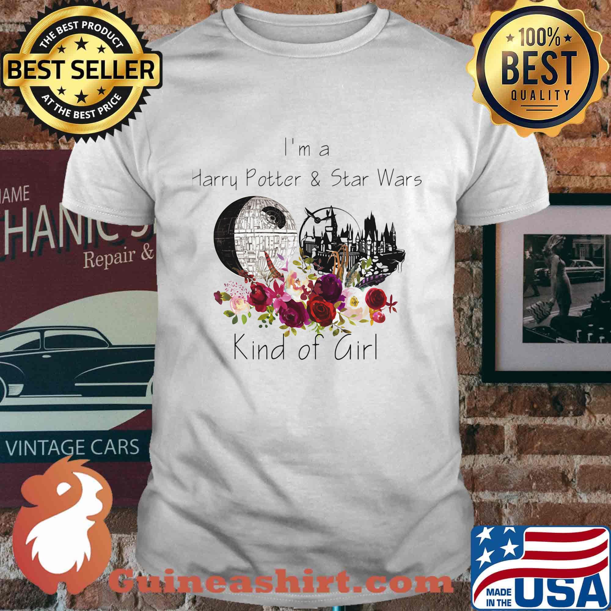 I'm a harry potter and star wars kind of girl flowers shirt