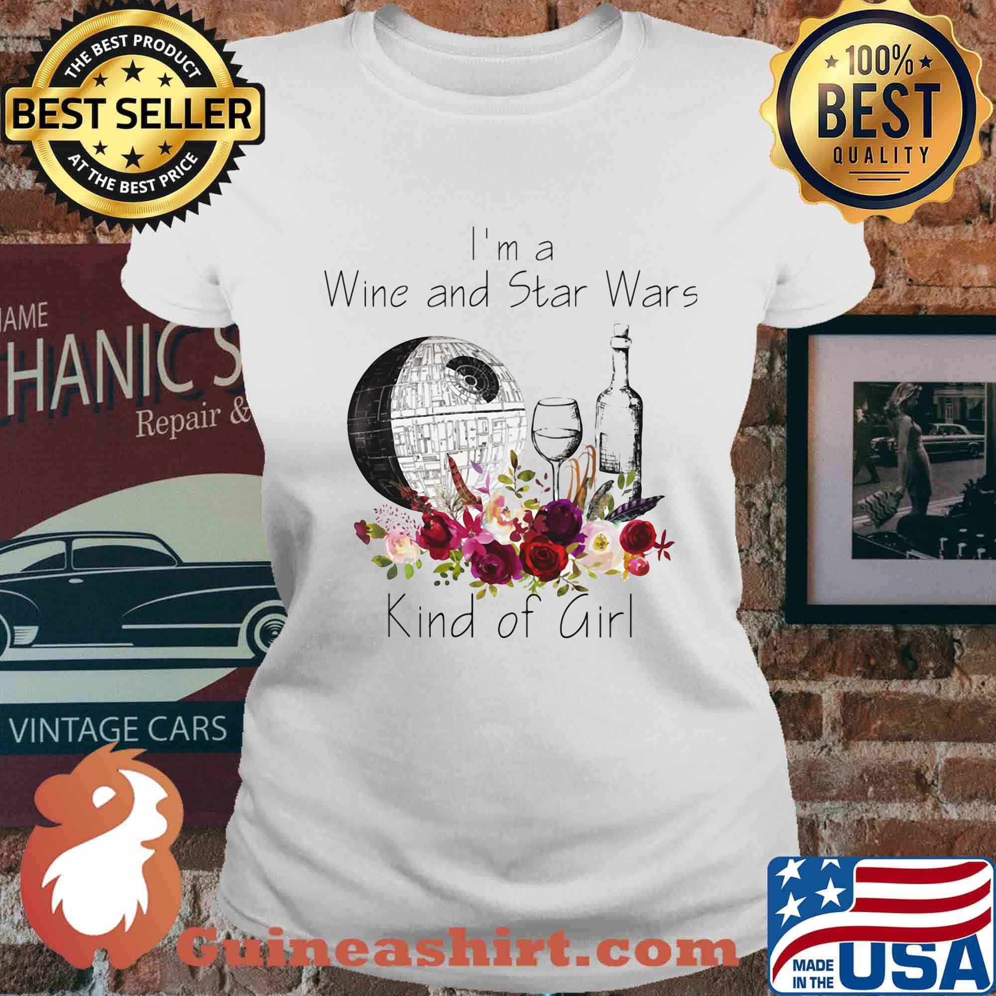 I'm a wine and star wars kind of girl flowers s Ladies tee