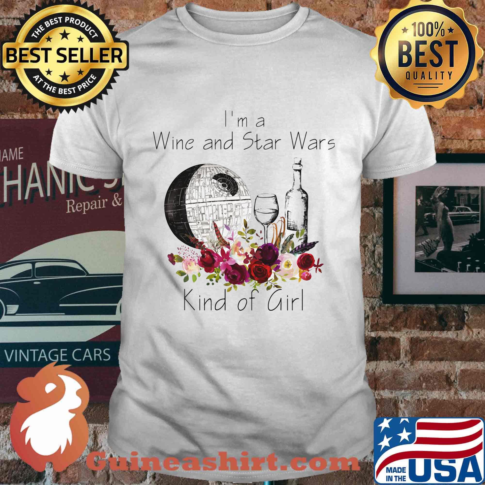 I'm a wine and star wars kind of girl flowers shirt