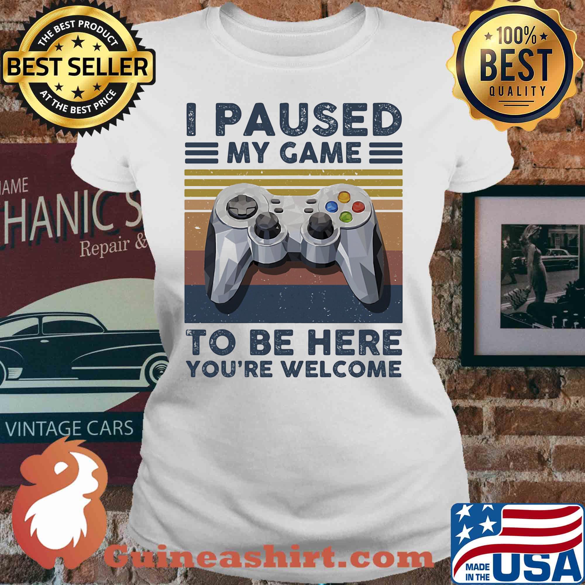 I paused my game to be here you're welcome vintage retro s V-neck