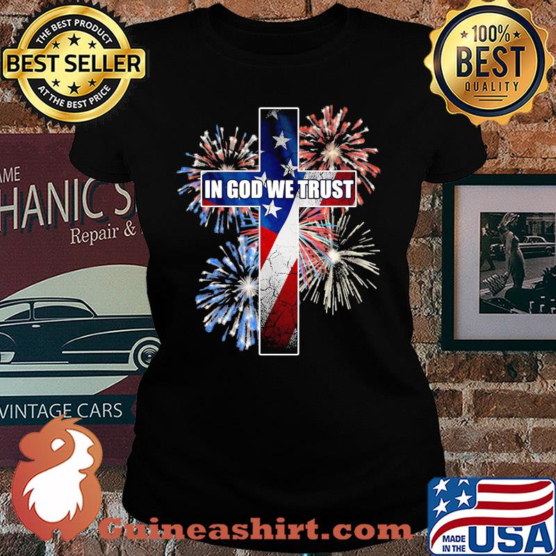 In god we trust jesus firework american flag independence day s Ladies tee