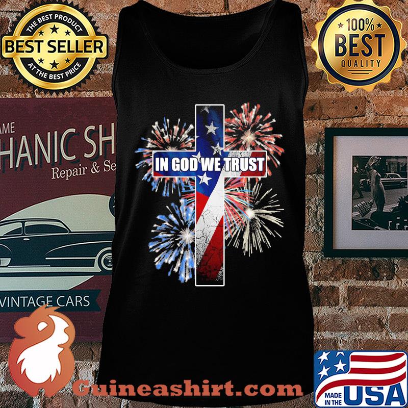 In god we trust jesus firework american flag independence day s Tank top