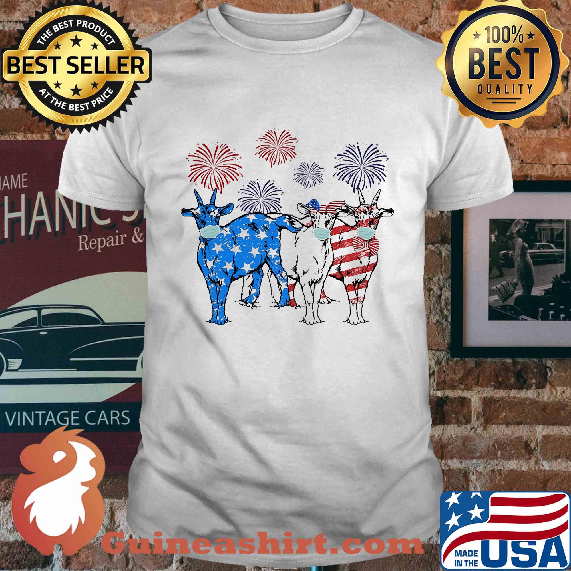 Independence Day Goats Mask Firework Shirt