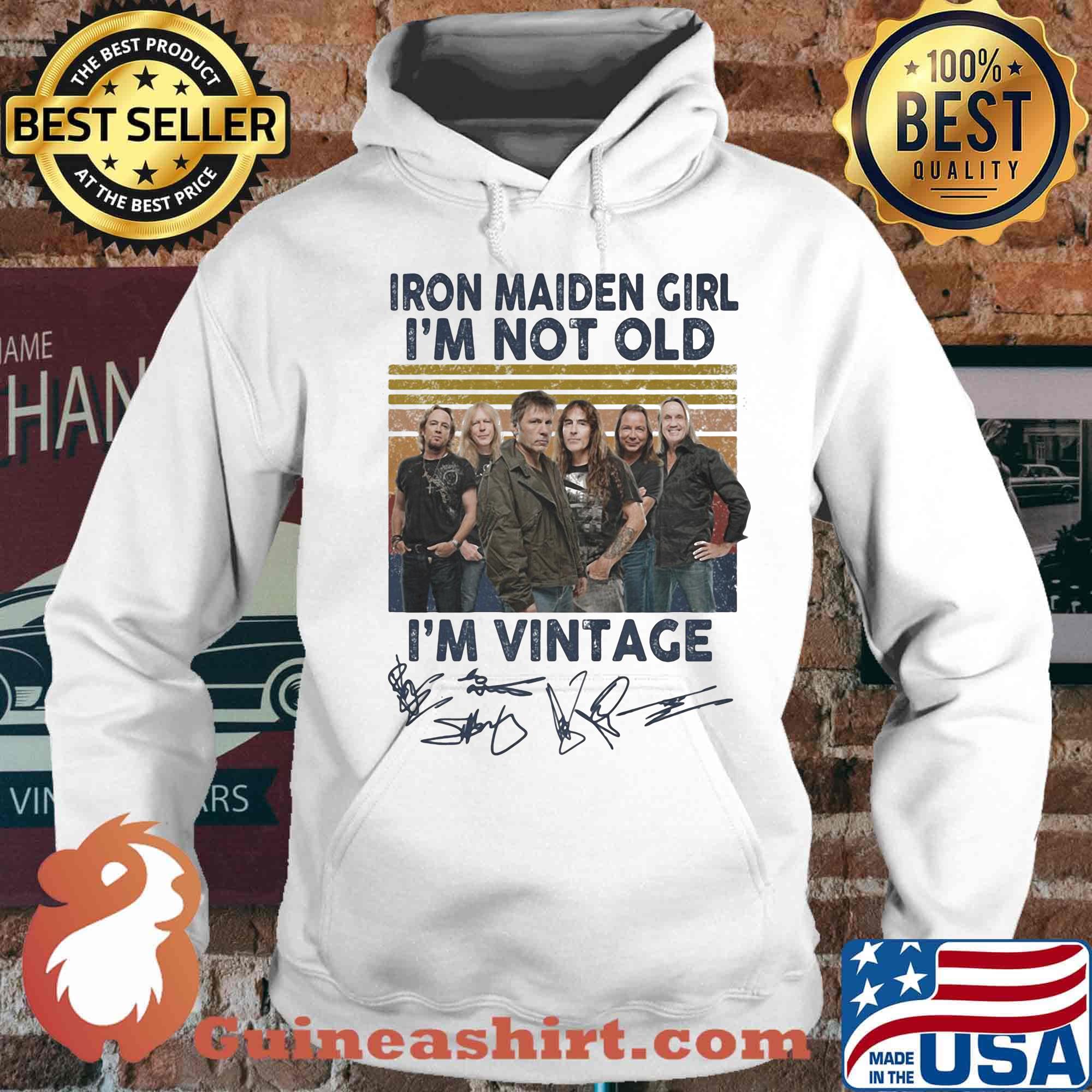 Iron maiden girl i'm not old i'm vintage retro signatures s Hoodie