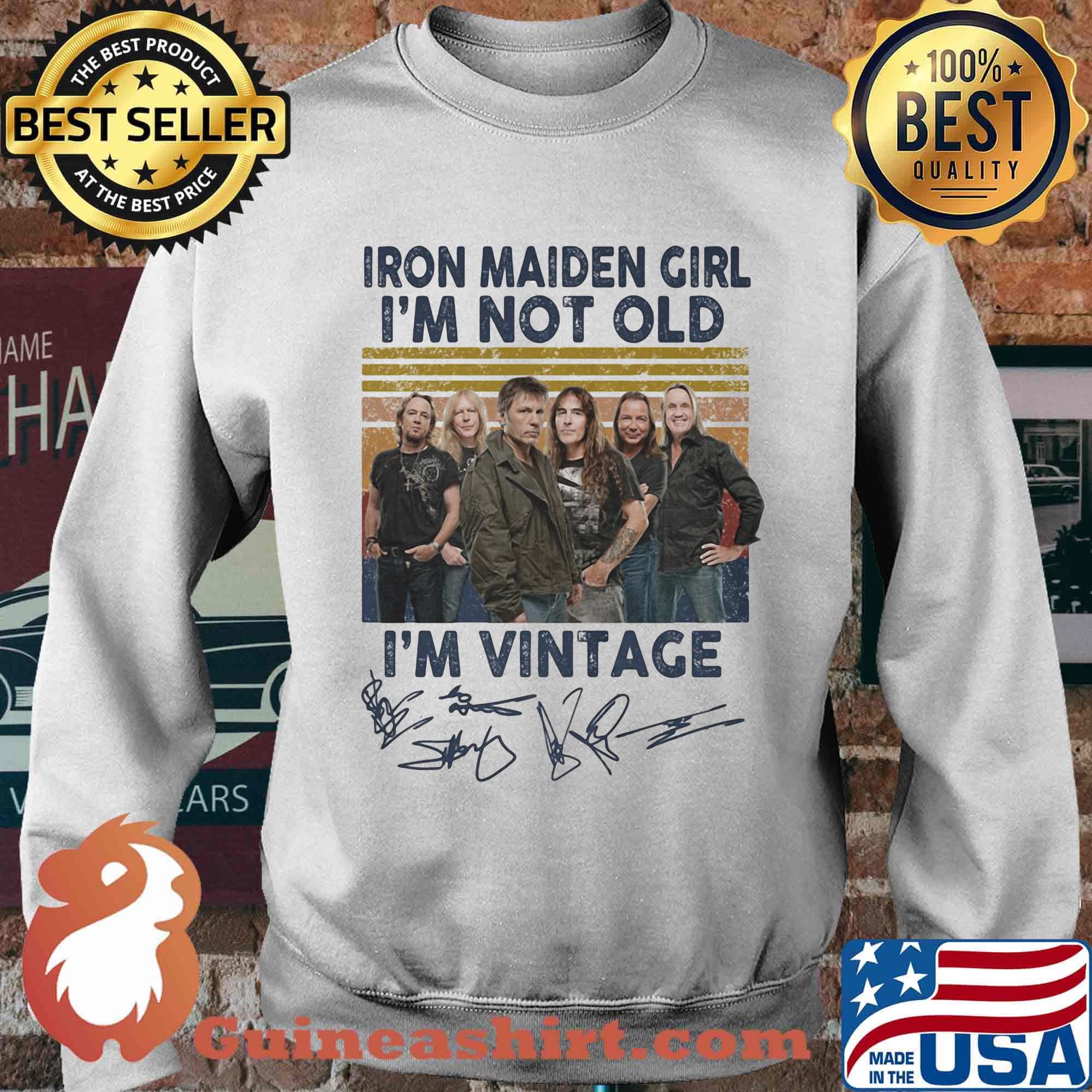 Iron maiden girl i'm not old i'm vintage retro signatures s Sweater