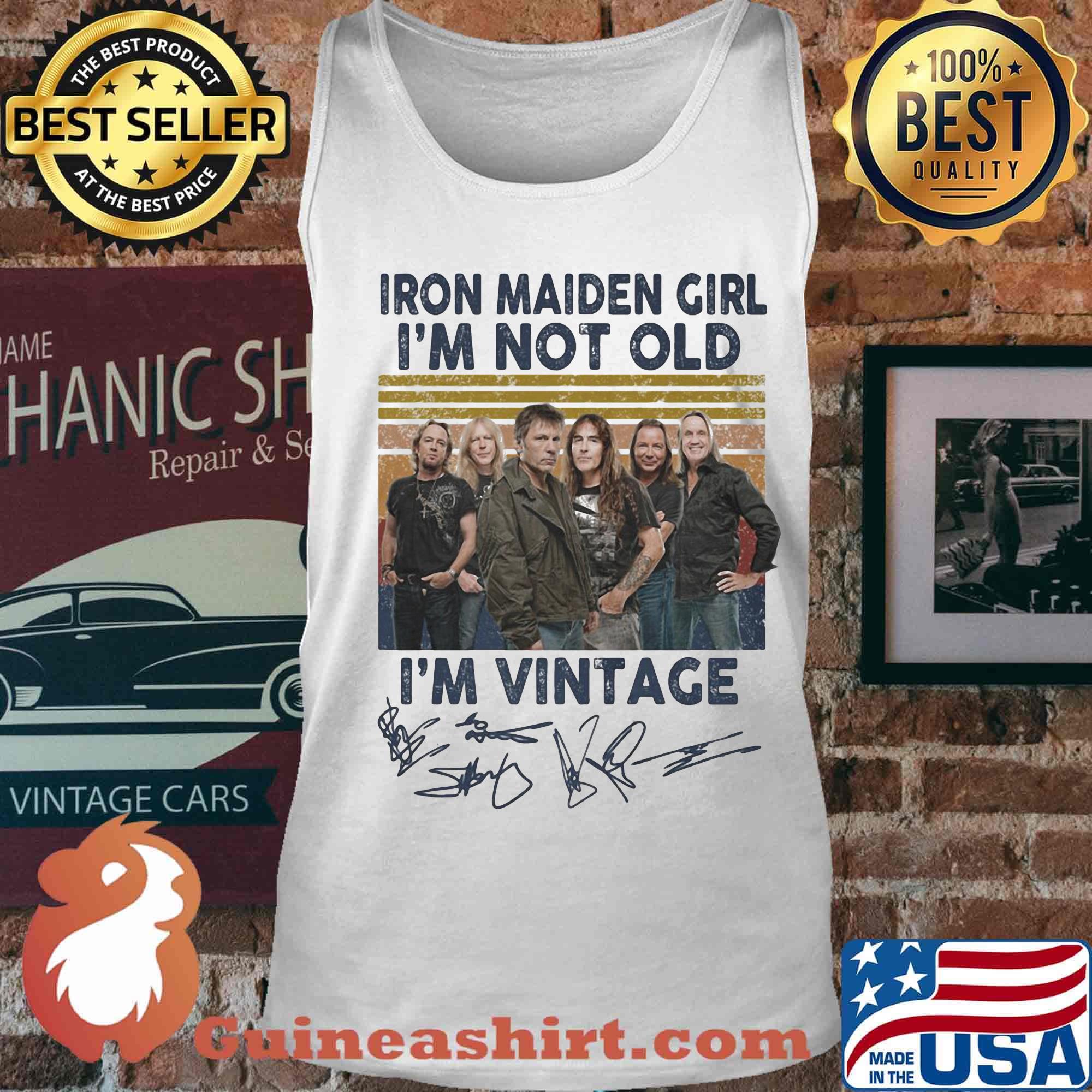 Iron maiden girl i'm not old i'm vintage retro signatures s Tank top