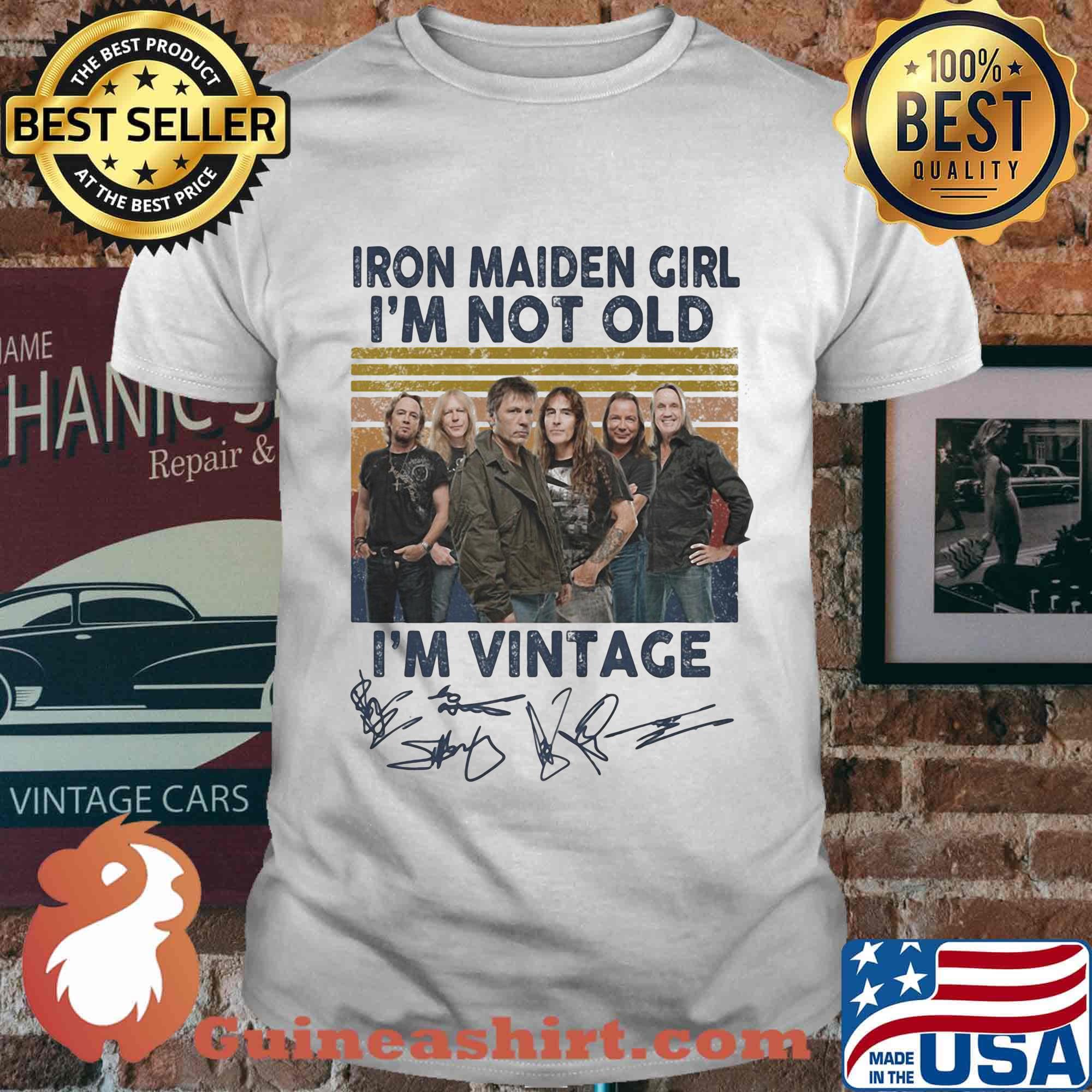 Iron maiden girl i'm not old i'm vintage retro signatures shirt