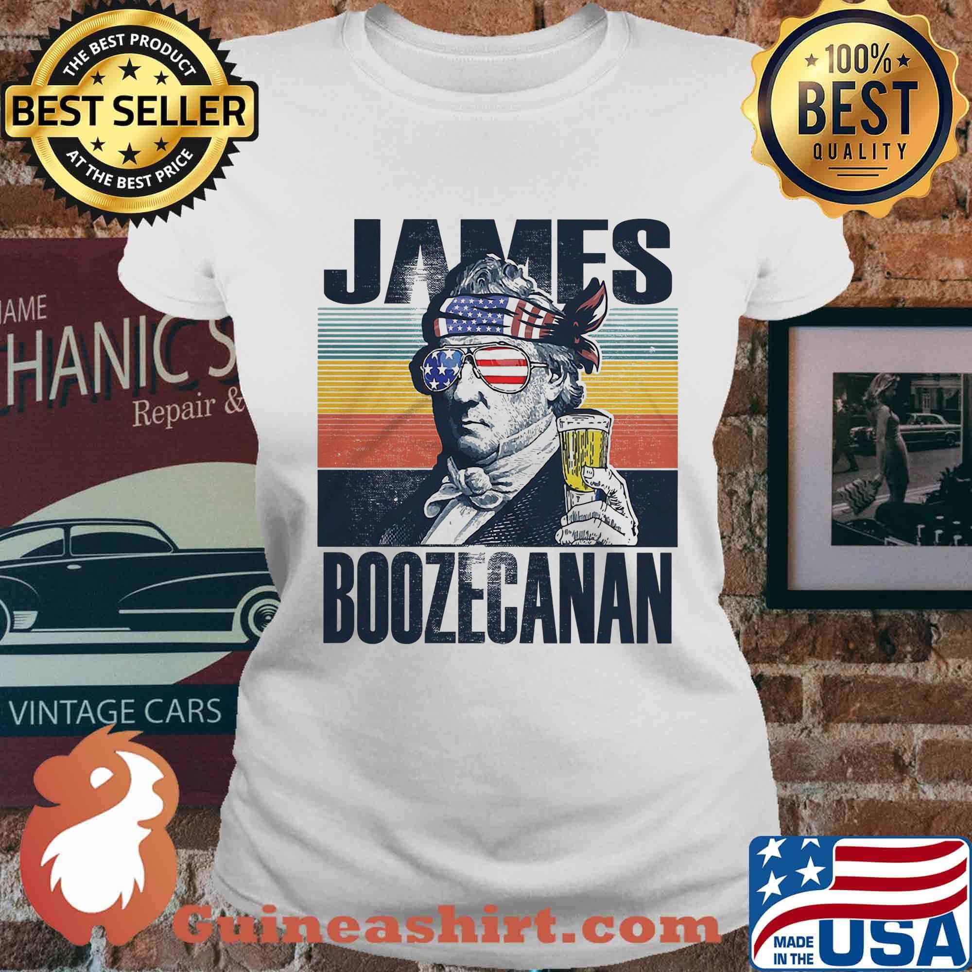 James Boozecanan Drinking Drunk 4th Of July vintage retro s Ladies tee
