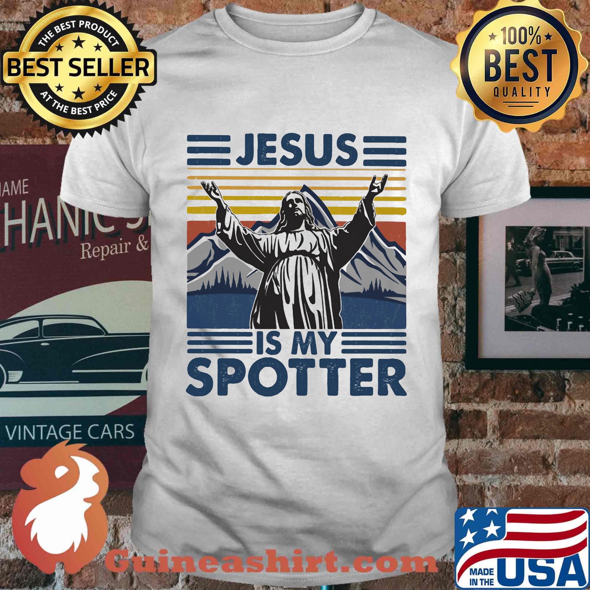 Jesus is my spotter mountain vintage retro shirt