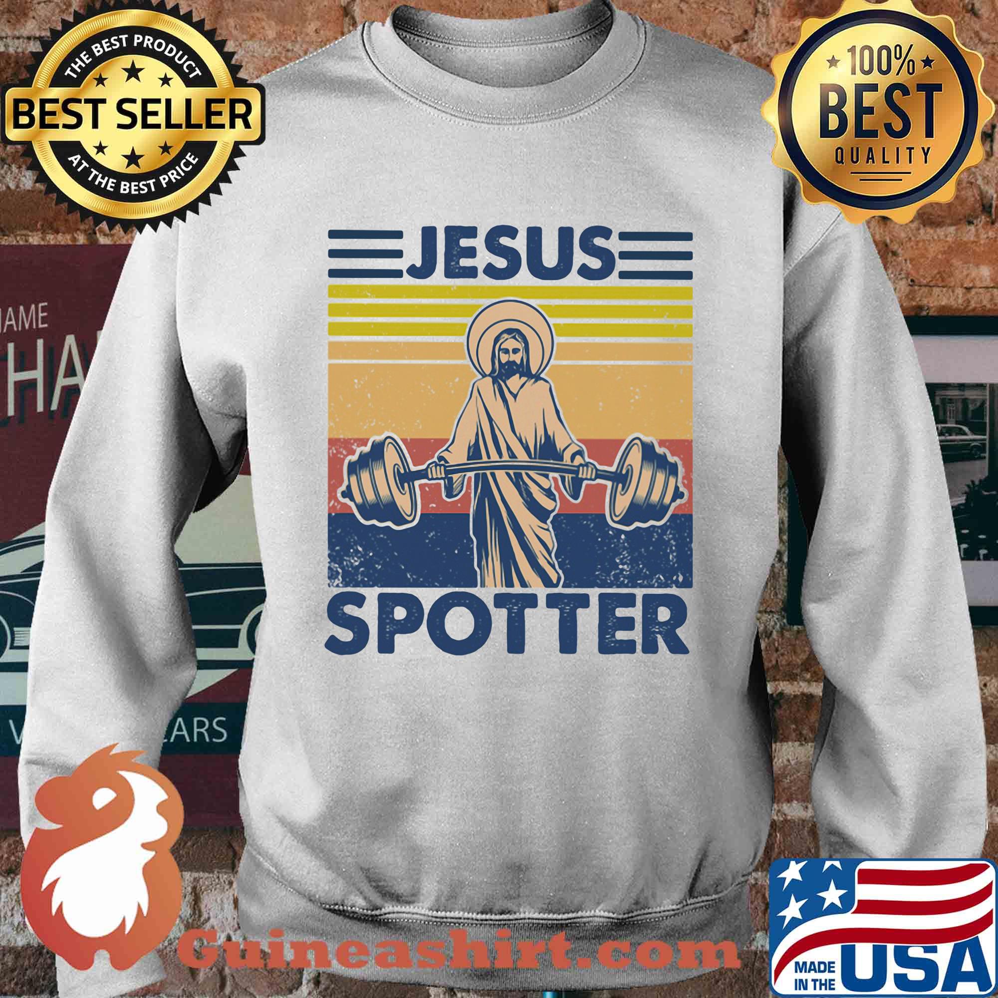 Jesus spotter weight lifting vintage retro s Sweater