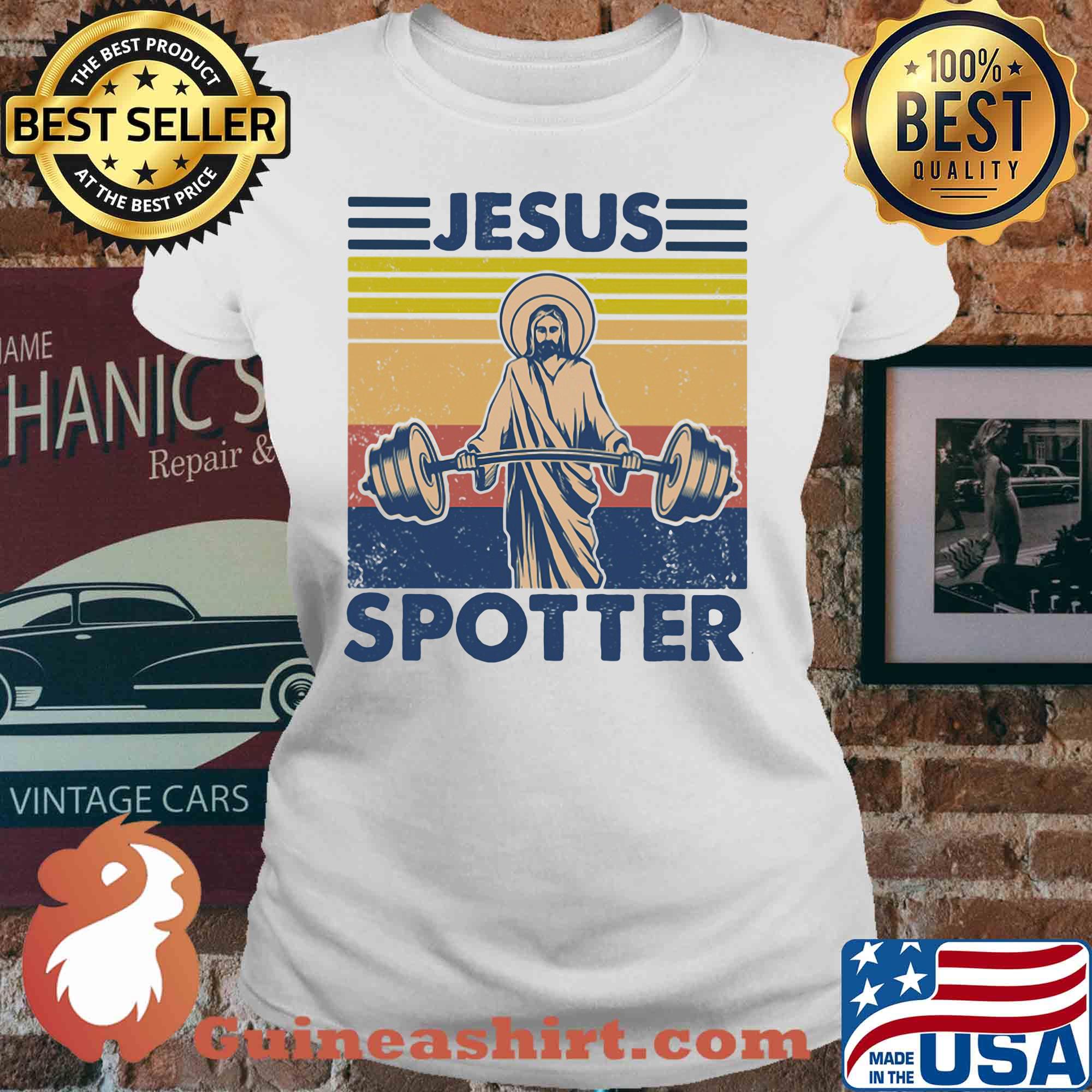 Jesus spotter weight lifting vintage retro s V-neck
