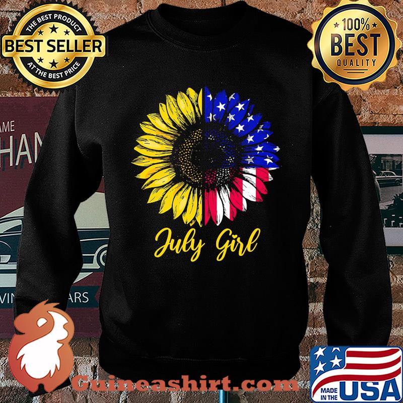 July girl sunflower aemrican flag independence day s Sweater