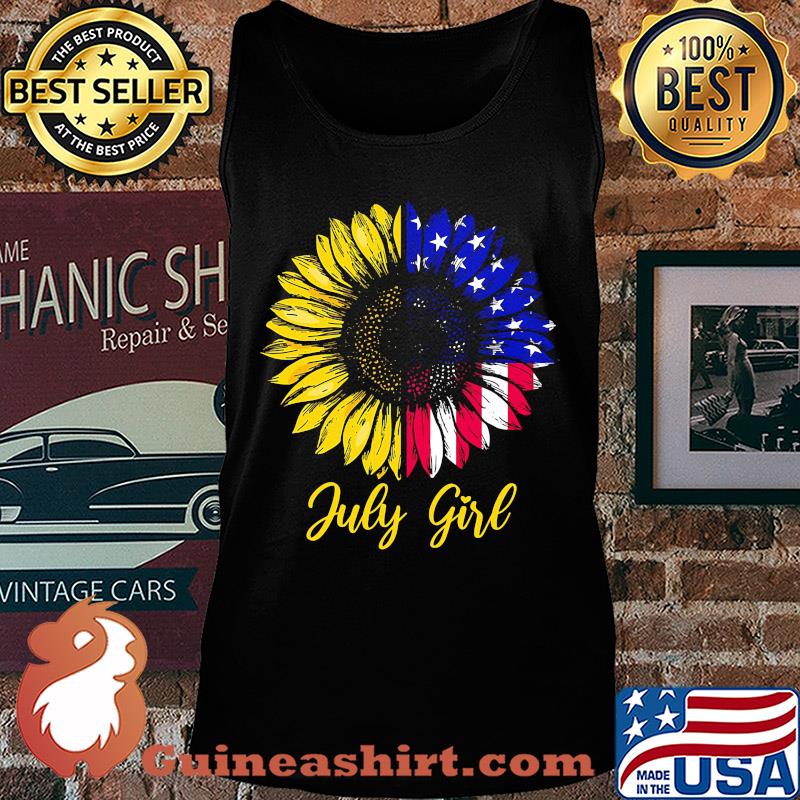 July girl sunflower aemrican flag independence day s Tank top