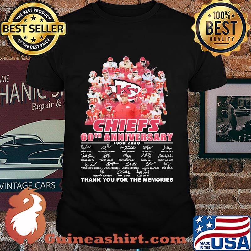 Kansas city chiefs 60th anniversary 1960 2020 thank you for the memories signature shirt