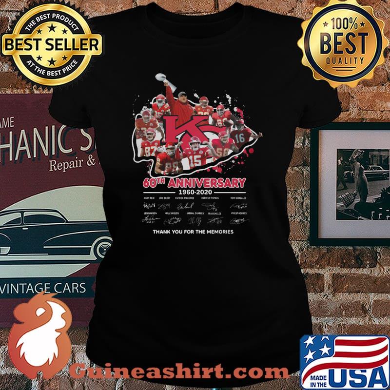 Kansas city chiefs 60th anniversary 1960 2020 thank you for the memories signatures s Laides tee