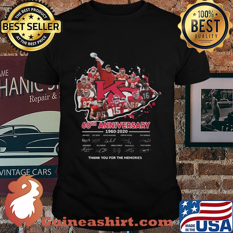Kansas city chiefs 60th anniversary 1960 2020 thank you for the memories signatures shirt