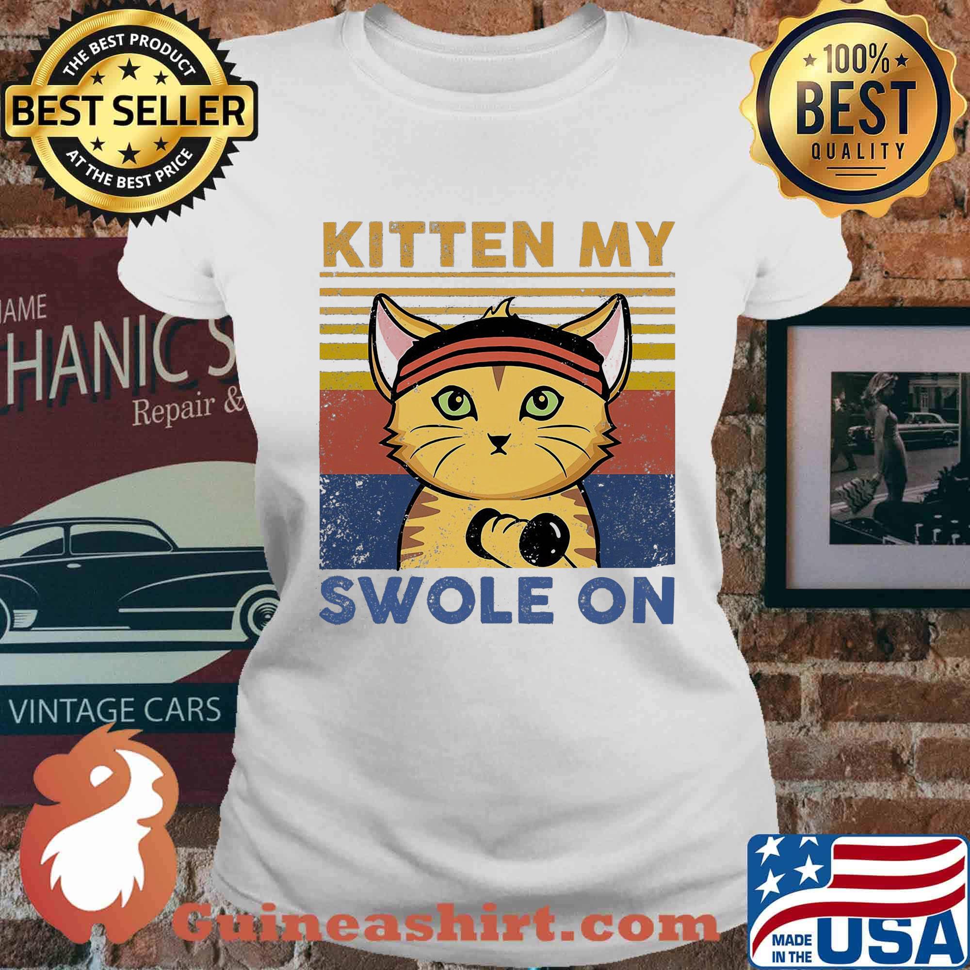Kitten my swole on cat vintage retro s Ladies tee
