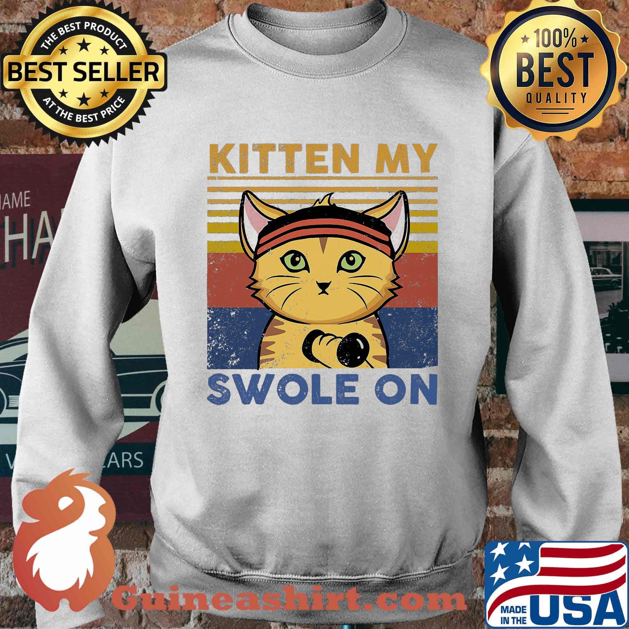 Kitten my swole on cat vintage retro s Sweater
