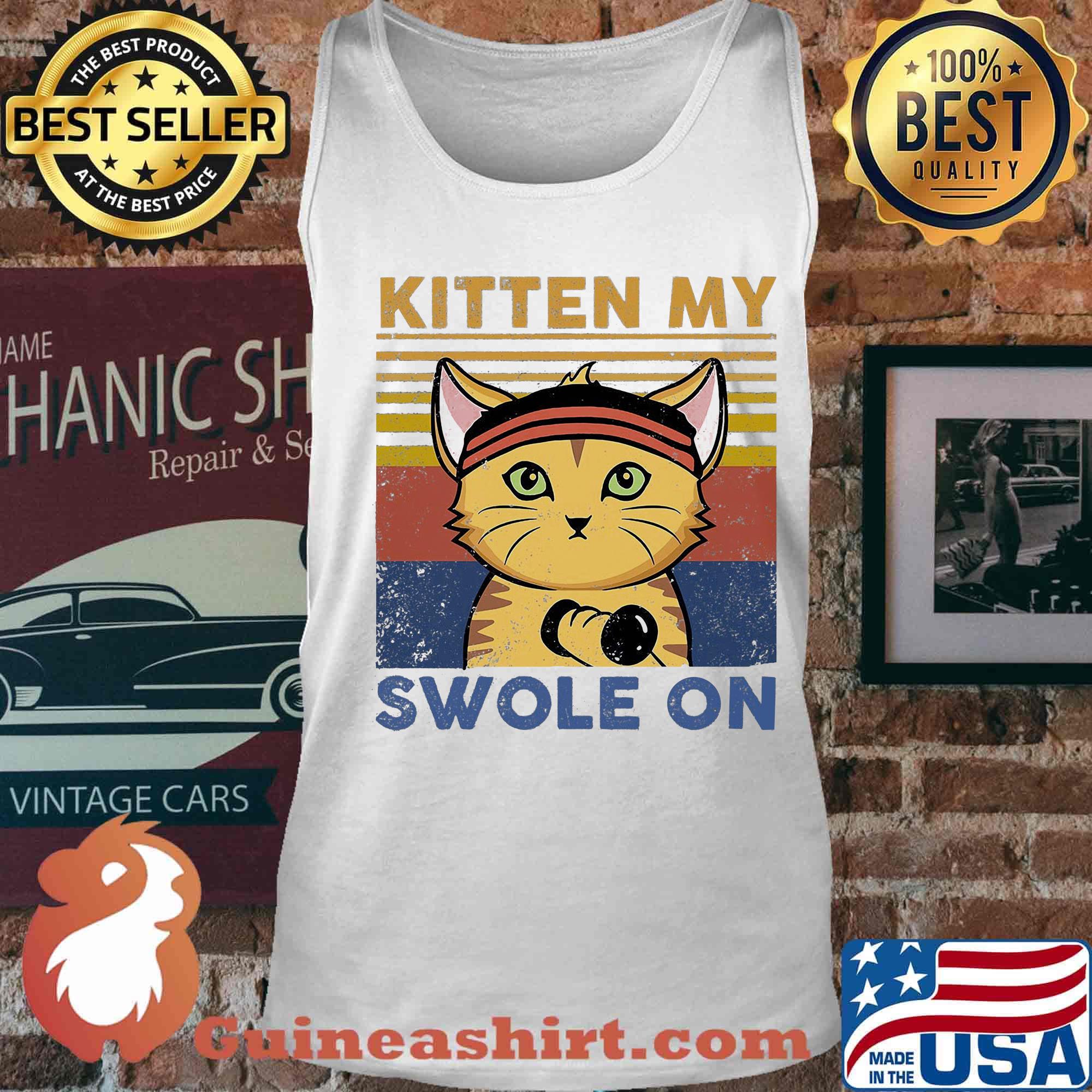 Kitten my swole on cat vintage retro s Tank top