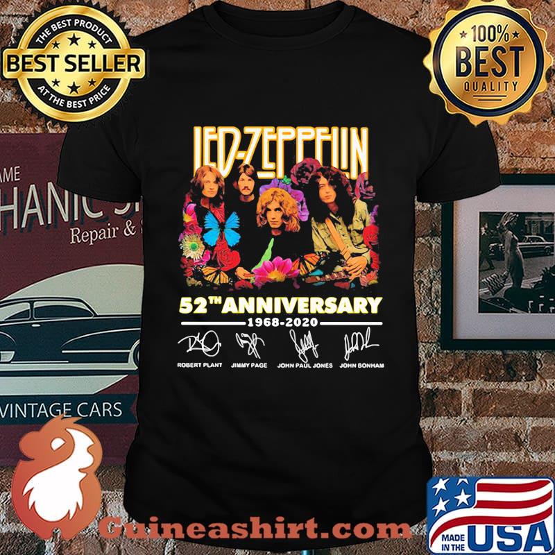 Led-zeppelin 52th anniversary 1968 2020 signatures flowers shirt