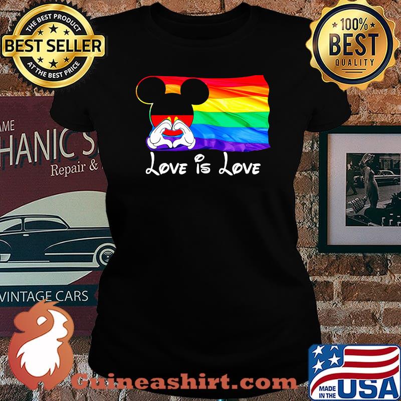 Lgbt flag mickey mouse love is love s Laides tee