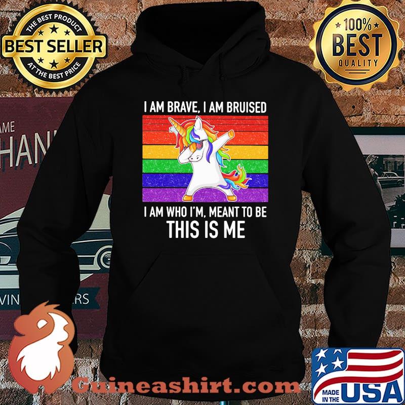 Lgbt unicorn i am brave i am bruised i am who i'm meant to be this is me vintage retro s Hoodie