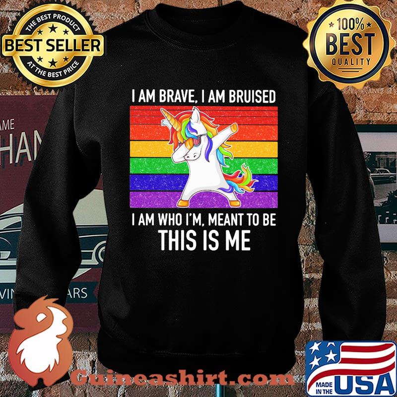 Lgbt unicorn i am brave i am bruised i am who i'm meant to be this is me vintage retro s Sweater