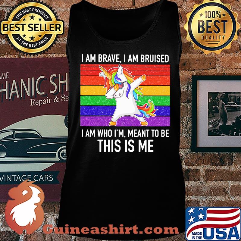 Lgbt unicorn i am brave i am bruised i am who i'm meant to be this is me vintage retro s Tank top