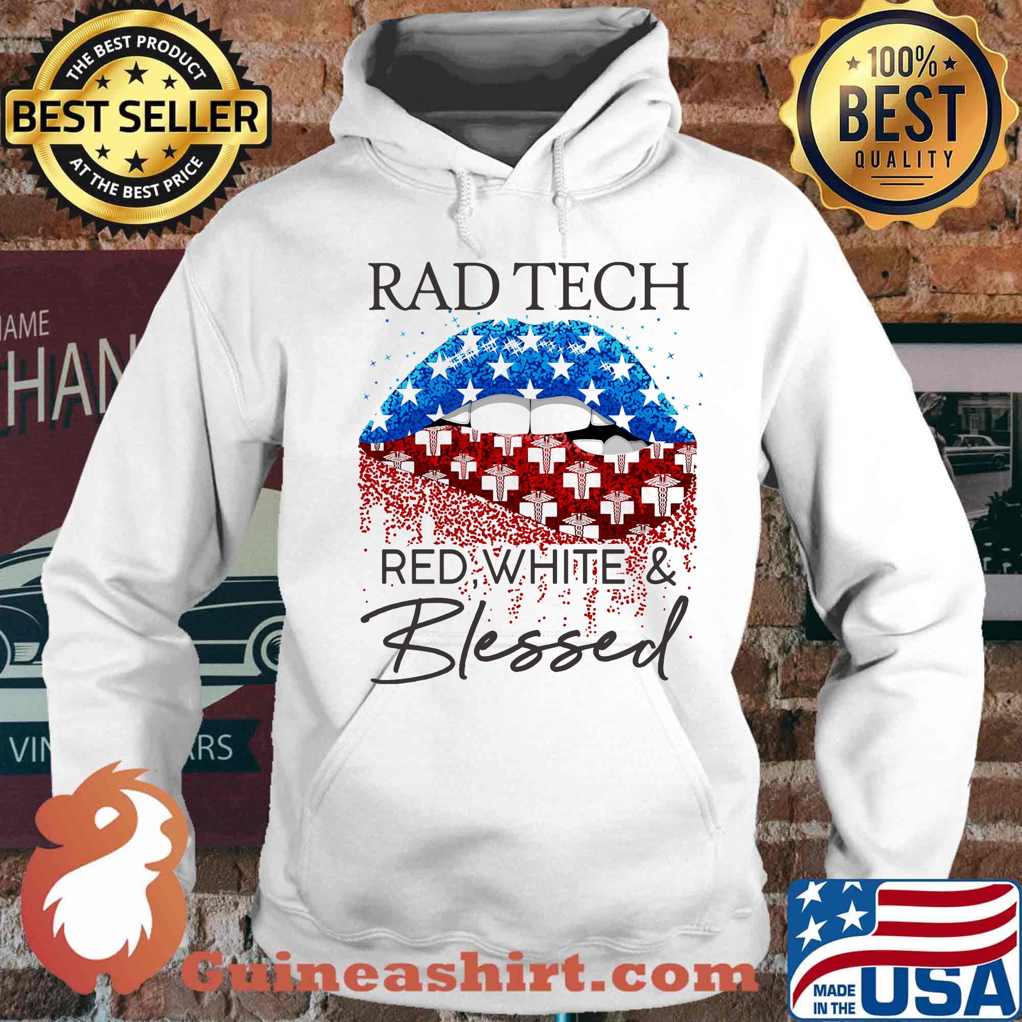 Lips rad tech red white and blessed american flag independence day s Hoodie