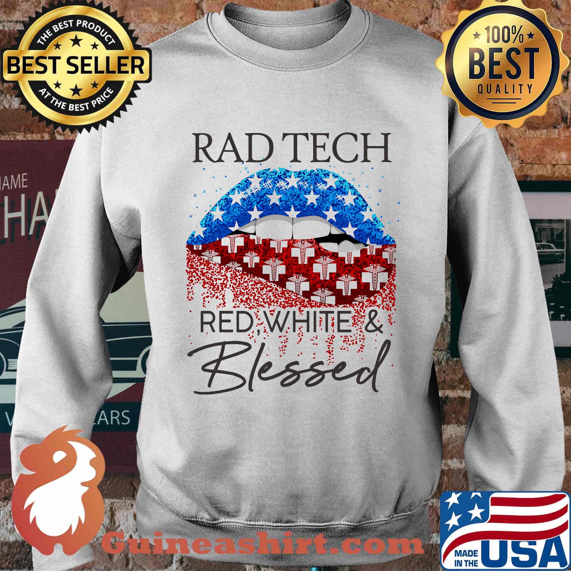 Lips rad tech red white and blessed american flag independence day s Sweater