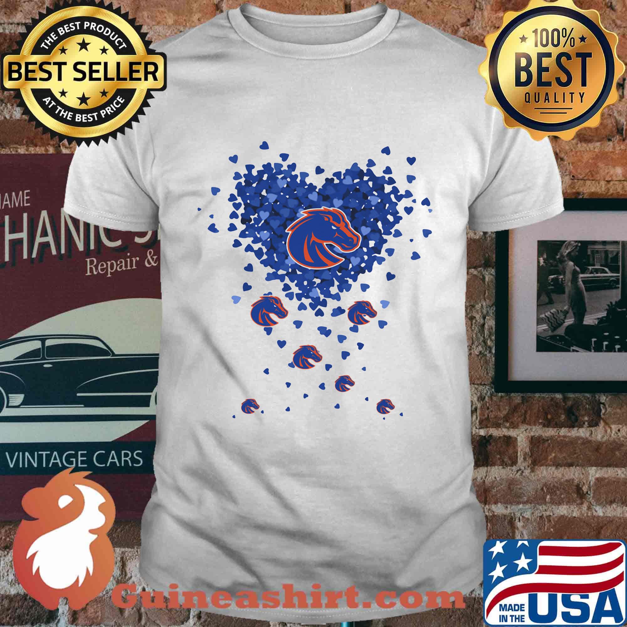 Love boise state broncos logo hearts shirt