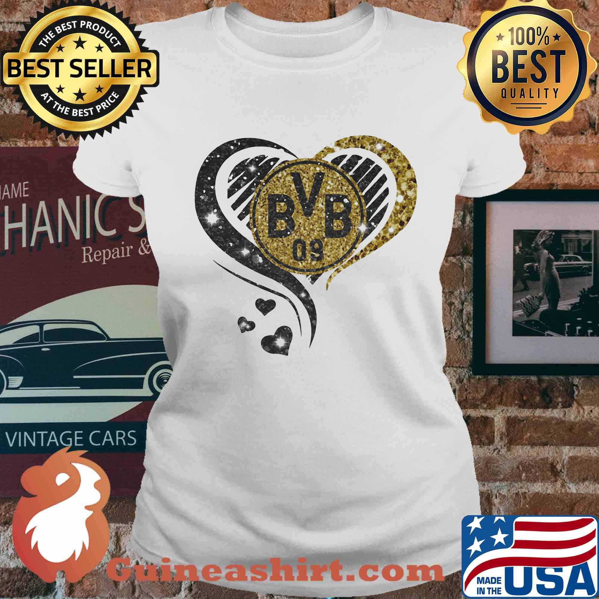 Love borussia dortmund hearts diamond s Ladies tee