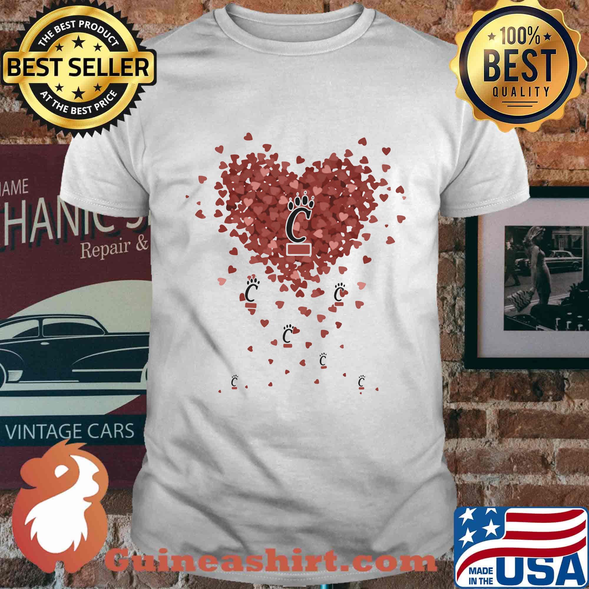 Love cincinnati bearcats logo hearts shirt