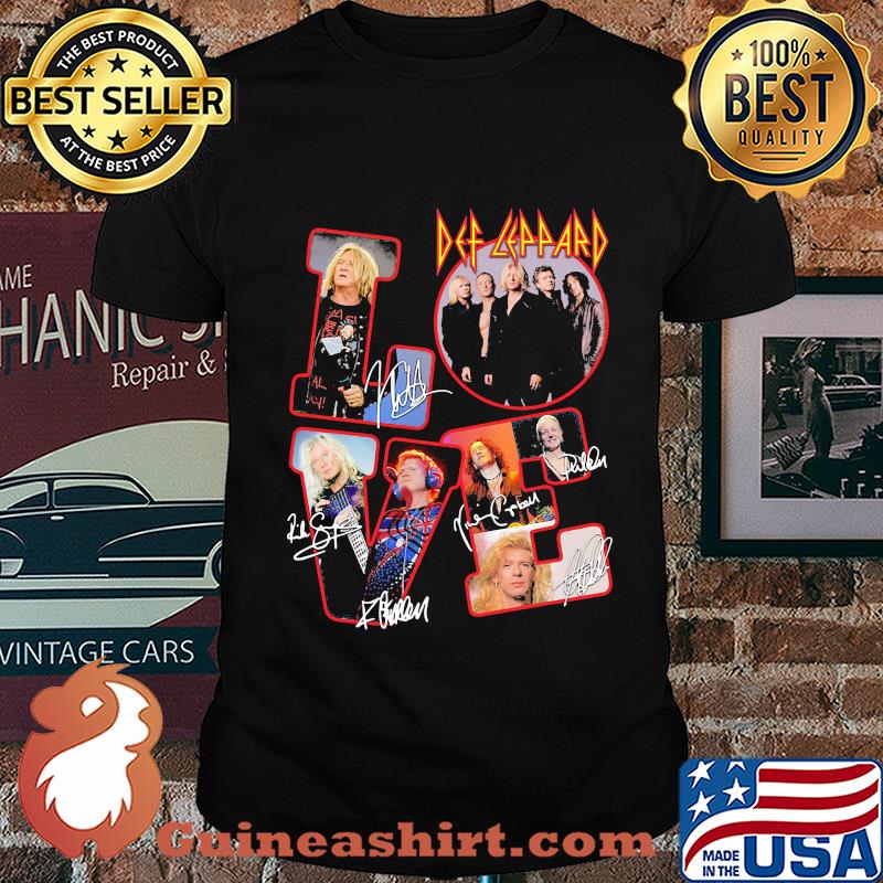 Love def-leppard band members signatures shirt