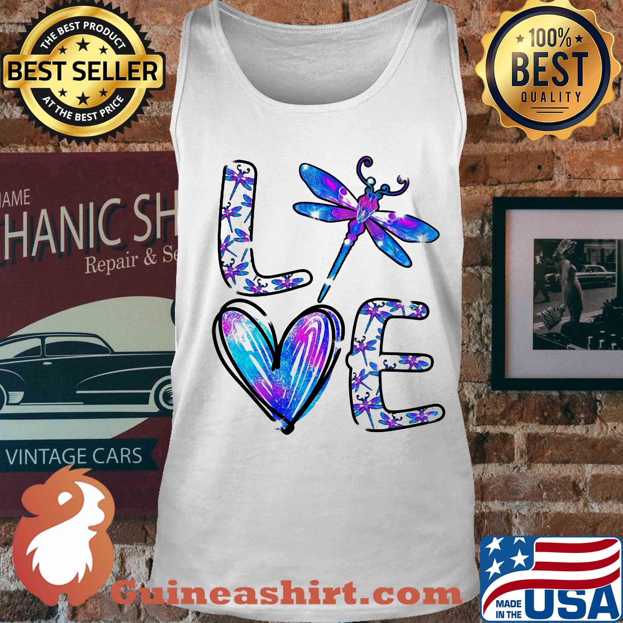 Love dragonflies heart diamond s Tank top