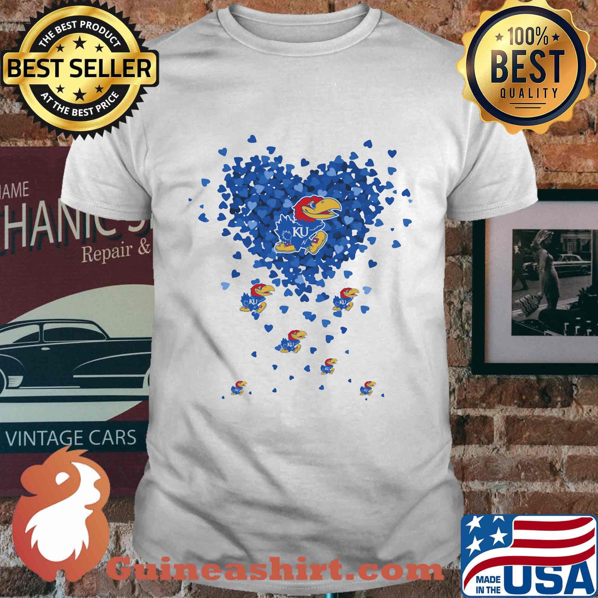 Love kansas jayhawk ku hearts shirt