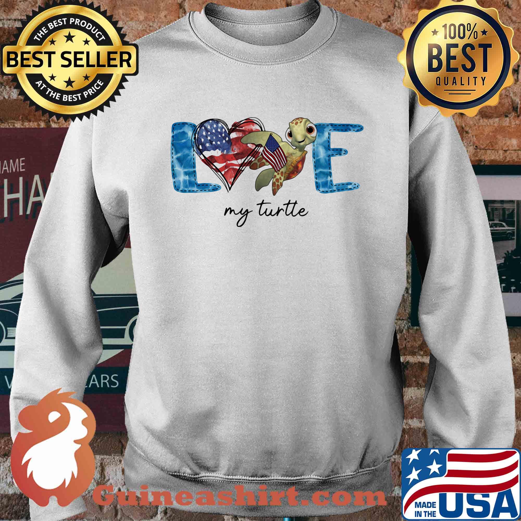Love my turtle american flag independence day s Sweater