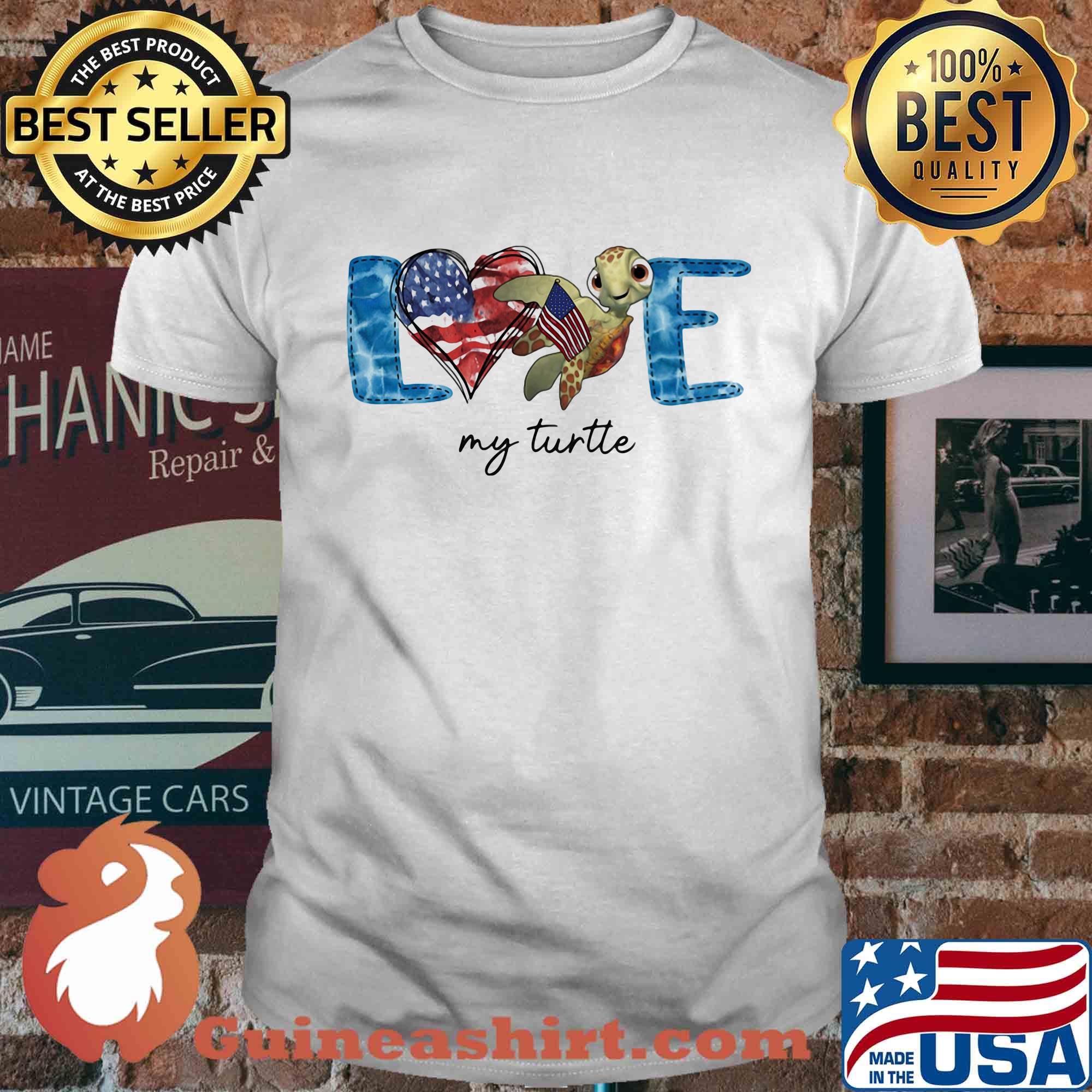 Love my turtle american flag independence day shirt