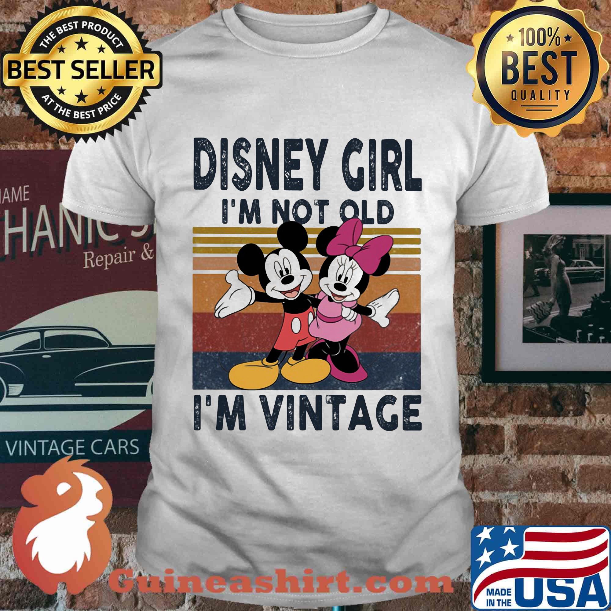 Mickey mouse and minnie mouse disney girl i'm not old i'm vintage retro shirt