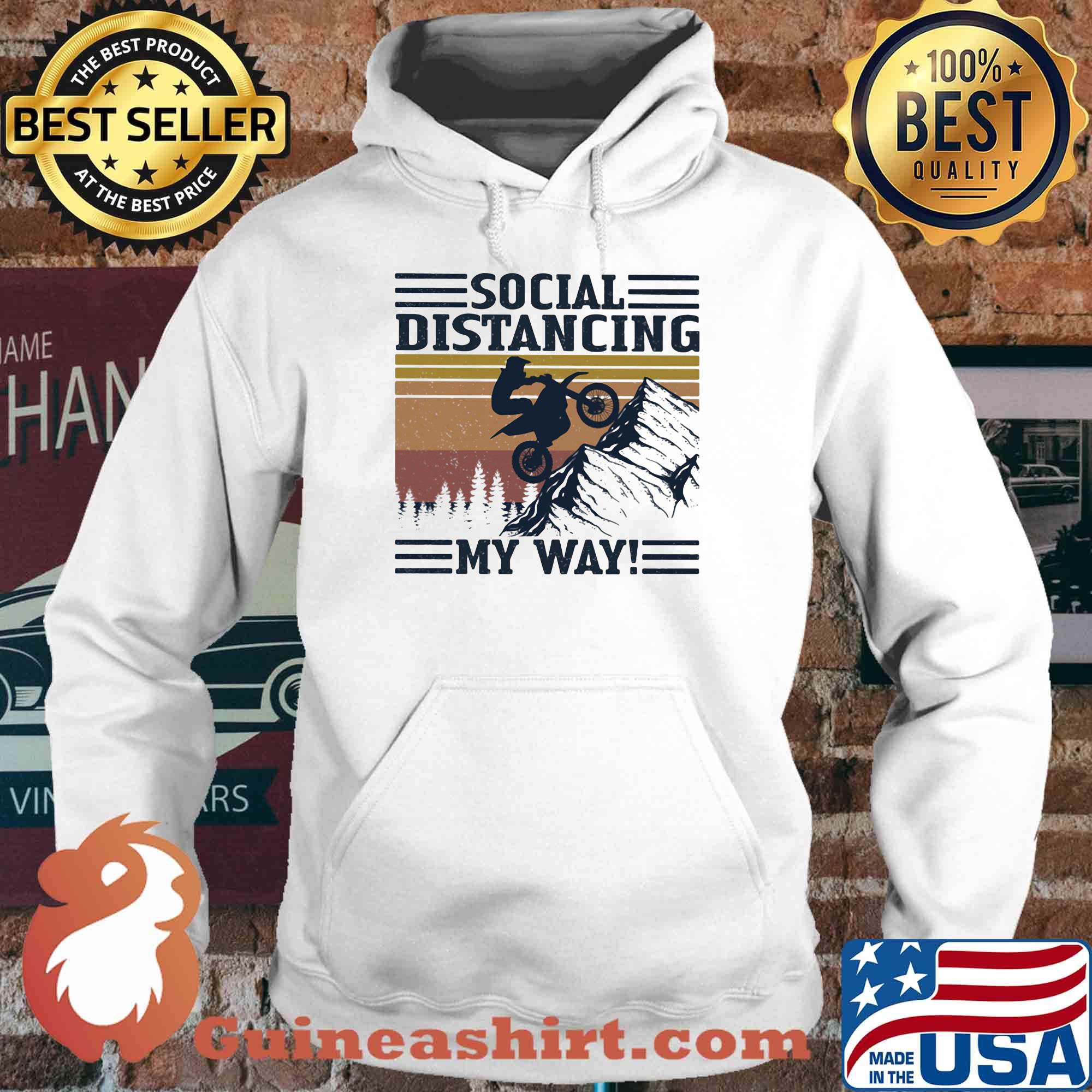 Motocross social distancing my way vintage retro s Hoodie