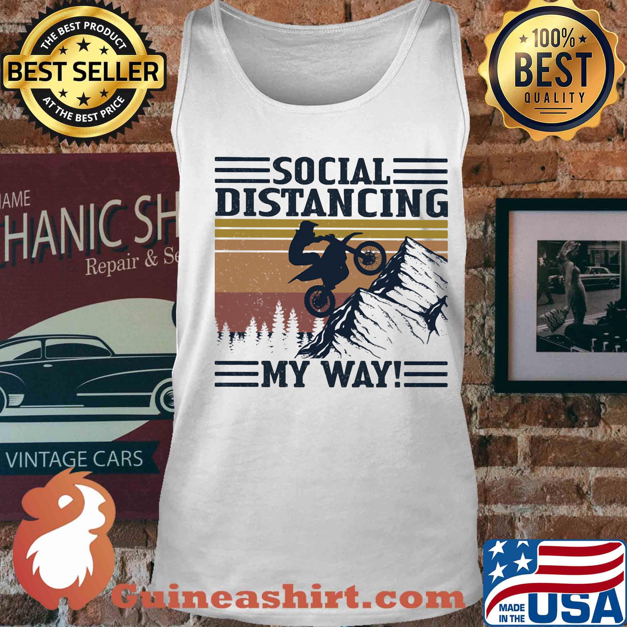 Motocross social distancing my way vintage retro s Tank top