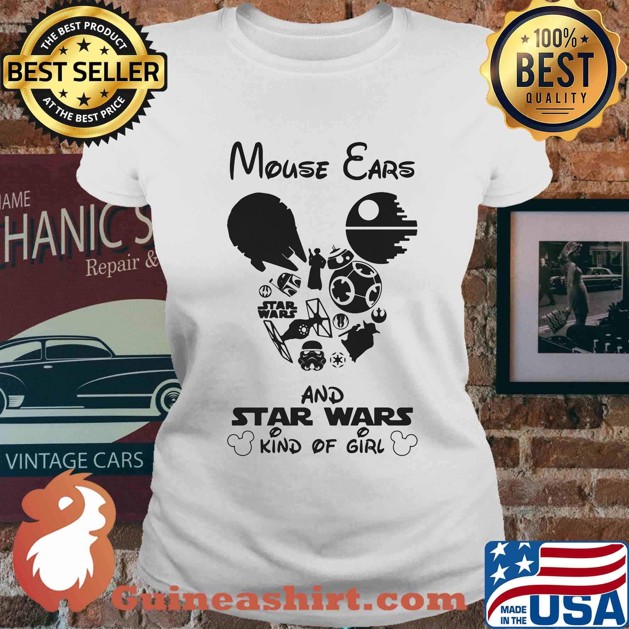 Mouse ears and star wars kind of girl s Ladies tee