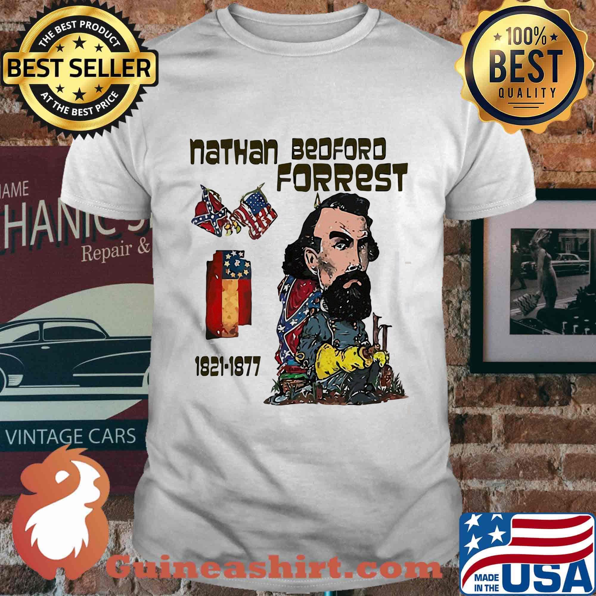 Nathan bedford forrest 1821 1877 american flag happy independence day shirt
