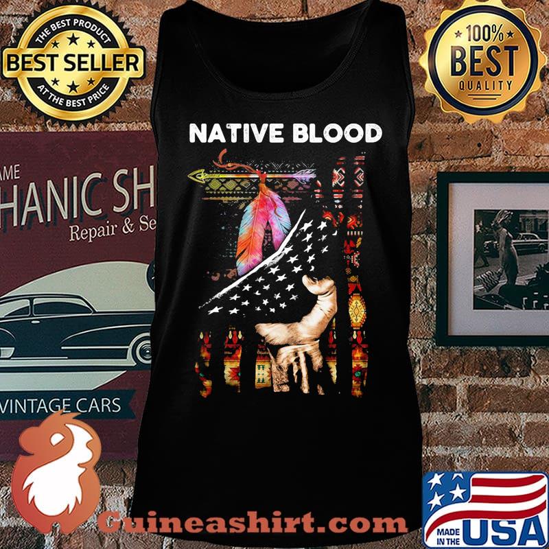Nativ Blood Feathers Hand American Flag Independence Day Shirt Tank top