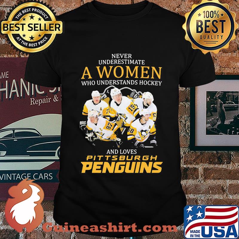 Never underestimate a woman who understands hockey and loves pittsburgh penguins shirt
