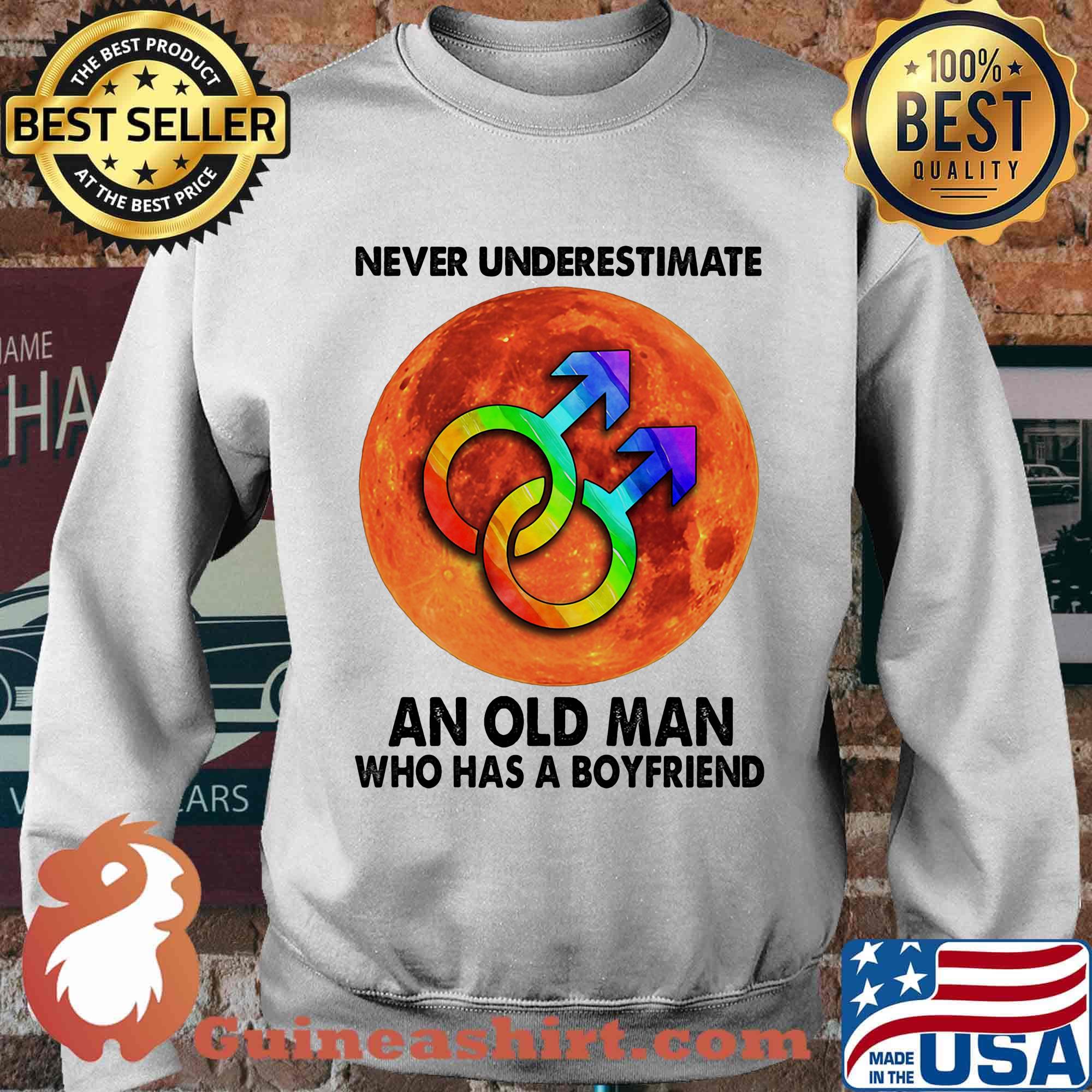 Never Underestimate An Old Man Who Has A Boyfriend Sunset LGBT Shirt Sweater