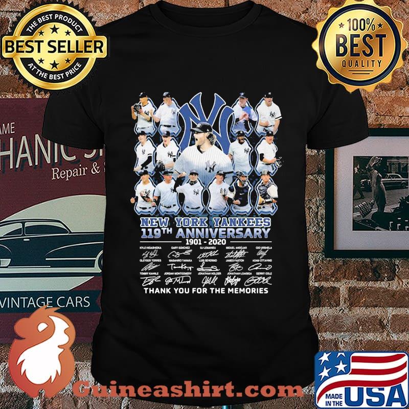 New york yankees 119th anniversary 1901 2020 thank you for the memories signatures shirt