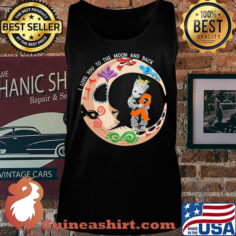 Nightmare i love to the moon and back baby groot hug cancer awareness orange s Tank top