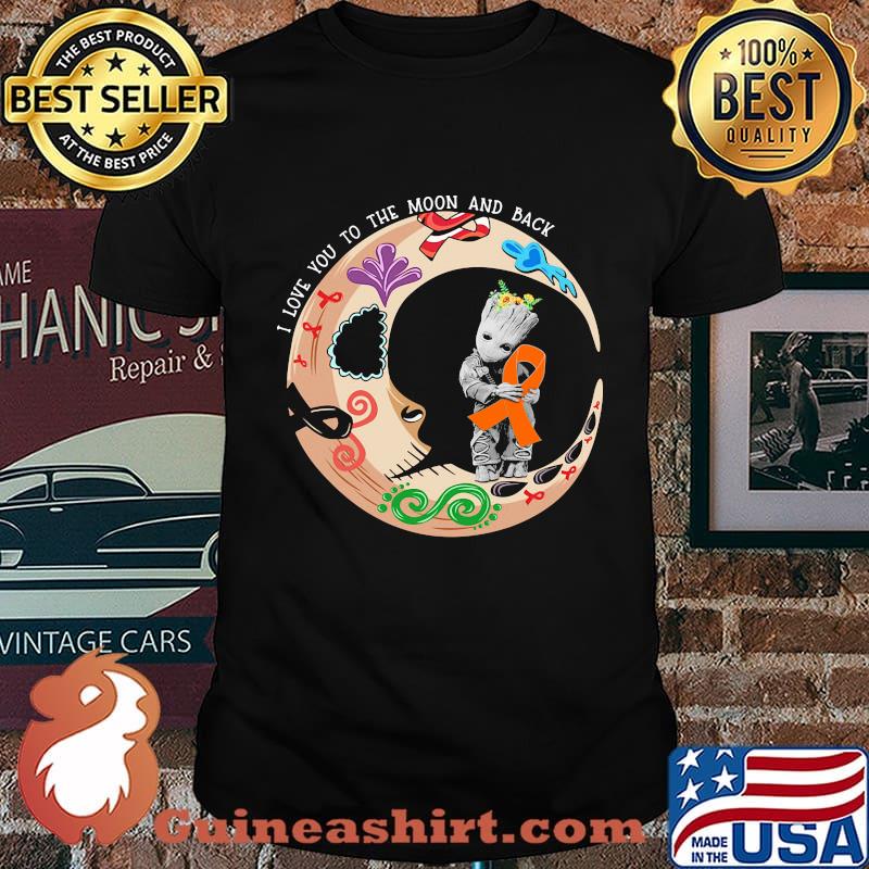 Nightmare i love to the moon and back baby groot hug cancer awareness orange s Unisex