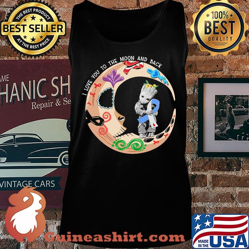 Nightmare i love to the moon and back baby groot hug cancer awareness s Tank top